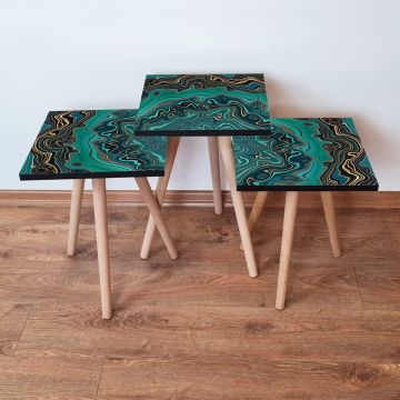 Set masute 3 piese, Leona, 3Shp87, Verde