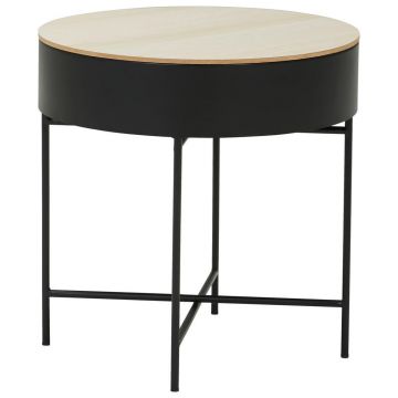 Masă Auxiliară din metal, material pe bază de lemn, 40/40/40 cm