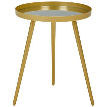 Masă Auxiliară din metal, sticlă, 40/40/50,5 cm