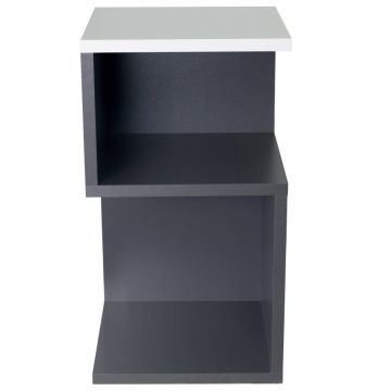 Masă de cafea UnicUtil cu rafturi pe trei niveluri in model S, Gri Antracit, Alb Dreapta 30 x 30 x 55cm