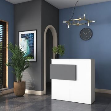 Masa de receptie, Hanah Home, MA102, 110x110x40 cm, Alb / Antracit