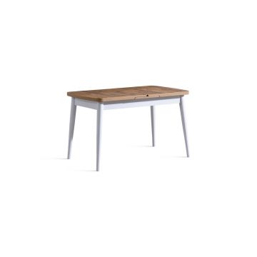 Masa extensibila, Fairfax, Milla, 117x75x70 cm, Lemn de fag, Alb / Natural