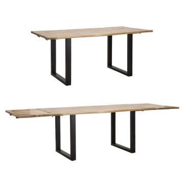 Masa extensibila Edge, Mauro Ferretti, 280-180 x 90 x 77 cm, lemn de mango/fier, maro/negru