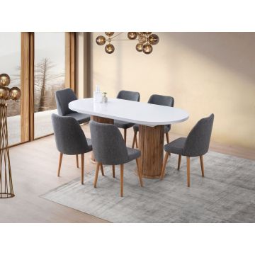 Masa extensibila, Nmobb, Gusto, 180x77x90 cm, PAL, Alb