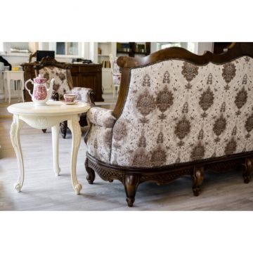 Măsuță cafea Astoria, rotundă, lemn masiv, 60x64 cm, alb