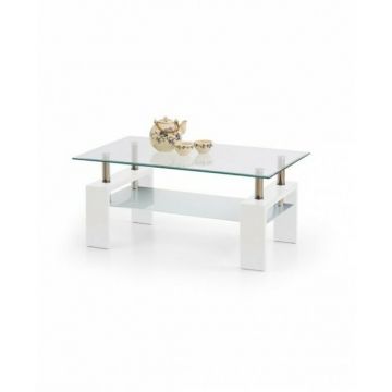 Măsuță cafea Diana Intro, formă dreptunghiulară, PAL melaminat, 100x60x45 cm, alb