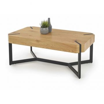 Măsuță cafea Lavida, blat dreptunghiular și cadru metalic, MDF laminat și oțel, 110x60x43 cm, stejar