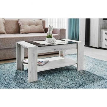 Măsuță Cafea Oscar, Cu Blat MDF, PAL Melaminat, 50x90x44.5 cm, Alb Samoa