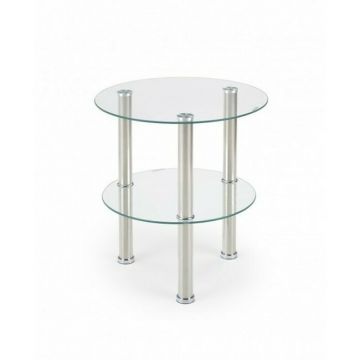 Măsuță cafea Sardinia, design premium, sticlă securizată, 45x45x48 cm, transparentă