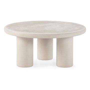 Măsuță de cafea crem rotundă cu aspect de piatră ø 80 cm Iriel – MOME