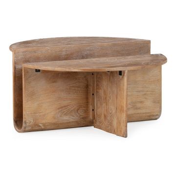 Măsuță de cafea în culoare naturală închisă rotundă din lemn de mango ø 80 cm Divya – MOME