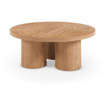 Măsuță de cafea în culoare naturală rotundă cu aspect de lemn de stejar ø 100 cm Arancha – MOME