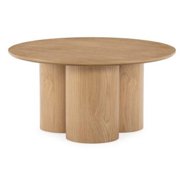 Măsuță de cafea în culoare naturală rotundă cu aspect de lemn de stejar ø 80 cm Lua – MOME