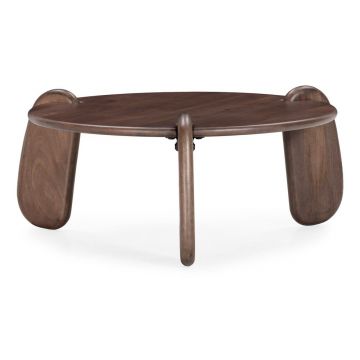 Măsuță de cafea maro închis rotundă din lemn de mango ø 80 cm Tamira – MOME