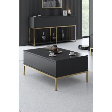 Masuta de cafea, Bexley, Lord, 90x40x60 cm, PAL, Antracit / Aur