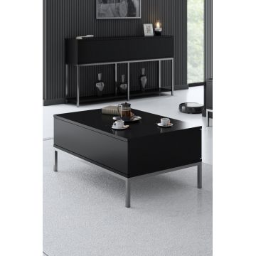 Masuta de cafea, Bexley, Lord, 90x40x60 cm, PAL, Negru/Argintiu