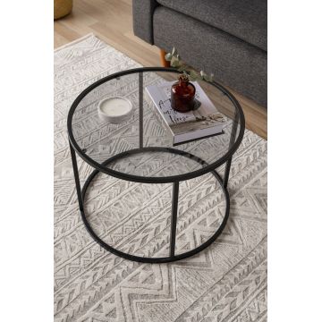 Masuta de cafea, Caliente, Startis, 60x45x60 cm, Sticla temperata, Negru
