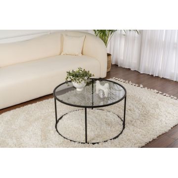 Masuta de cafea, Caliente, Startis, 80x45x80 cm, Sticla temperata, Negru