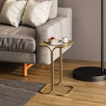 Masuta de cafea, Cerritos, Shb-001-B, 30x52x30 cm, Metal, Auriu ieftina