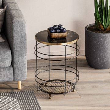 Masuta de cafea, Cerritos, Shb-006, Metal, Negru ieftina