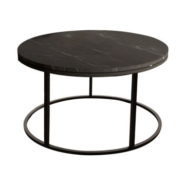 Masuta de cafea Drion  marmura neagra-metal negru D60x40cm