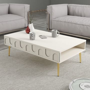 Masuta de cafea, Hommy Craft, Lyon 33, 105x33.6x60 cm, PAL, Crem / Aur