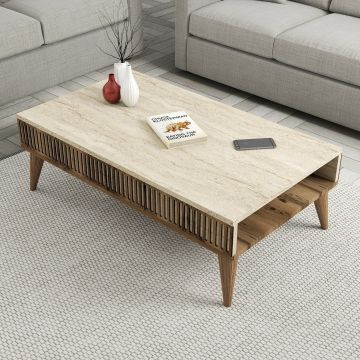 Masuta de cafea, Hommy Craft, Milan, Nuc / Travertin