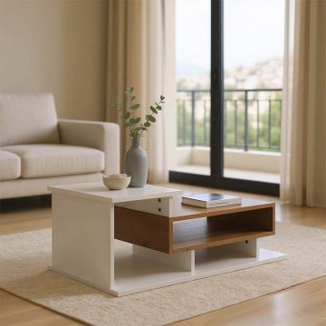 Masuta de cafea Nuvele Alb 90x50x35 cm