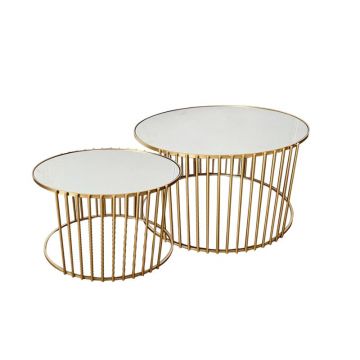 Masute cafea Boron  Auriu set 2buc metal