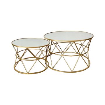 Masute cafea Pelosif  Auriu set 2buc metal