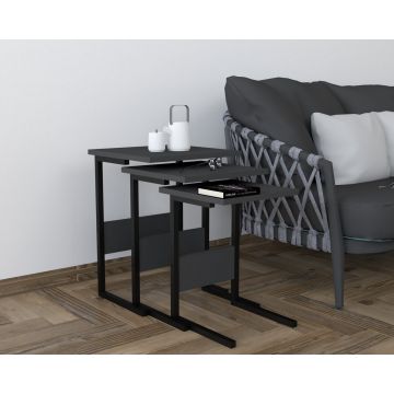 Masute, Puqa Design, Sali, PAL, Negru / Antracit ieftina
