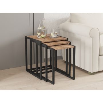 Masute, Puqa Design, Tali, PAL, Negru / Pin Atlantic ieftina