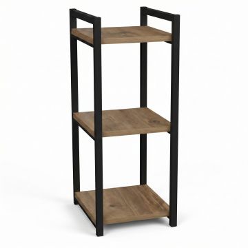 Raft de podea Negru metal Natural 33x28x70 cm