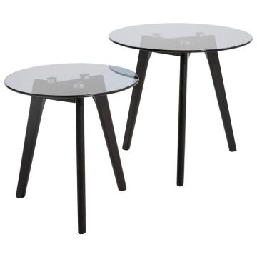 SET DE MESE AUXILIARE din lemn, sticlă, 50/50/45 cm