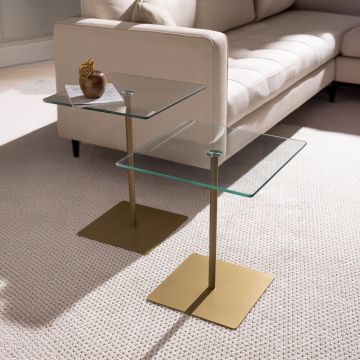 Set masuta de cafea, Neostill, Elegante 2, Auriu / Transparent
