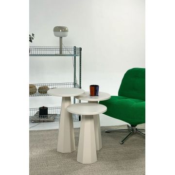 Set masute 2 piese, Rotexa, Lilyum (57 + 52 + 47), Crem