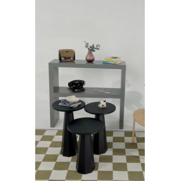 Set masute 2 piese, Rotexa, Lilyum (57 + 52 + 47), Negru