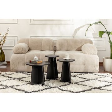 Set masute 3 piese, Nordure, Lume, PAL, Negru