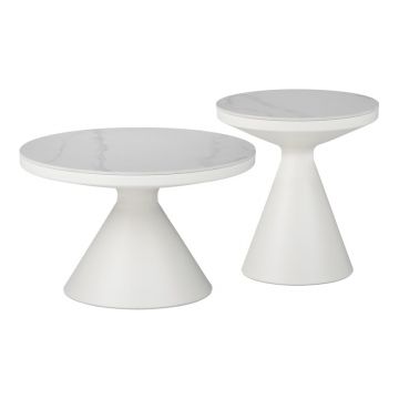 Set masute de cafea 2 buc Coozlin Alb 70x70x40 cm