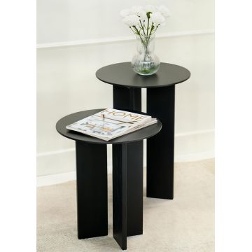 Set masute de cafea, Hanah Home, Leo (55 + 45), Negru