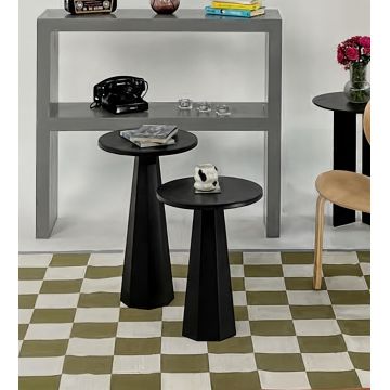 Set masute de cafea, Hanah Home, Lilyum (57 + 47), Negru