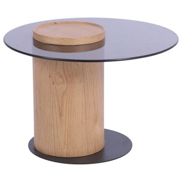 Masă Auxiliară din lemn, metal, sticlă, material pe bază de lemn, 60/60/43 cm