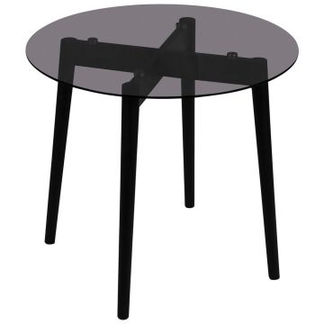 Masă Auxiliară din lemn, sticlă, 50/50/45 cm