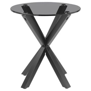 Masă Auxiliară din metal, sticlă, 50/50/55 cm