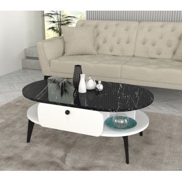 Masa de Cafea Bold Statement, UnicUtil, 100 x 60 40 cm, Alb-Negru, UUMC13