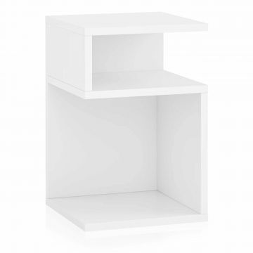 Masă de cafea cu rafturi pe trei niveluri in model S, Alb Stanga 30 x 30 x 55cm