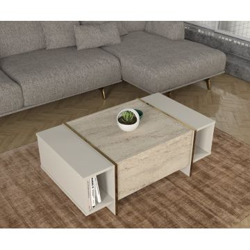 Masa de cafea, Cubic Charm, UnicUtil, 103.8 x 60 x 37.3 cm, Crem, UUMC34