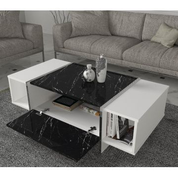Masa de cafea UnicUtil Luxury Editon, 120 x 60 x 37 cm, Alb-Negru