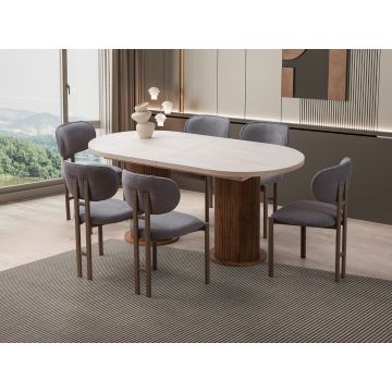 Masa extensibila, Hanah Home, Gusto, 180x77x90 cm, PAL, Travertin / Nuc