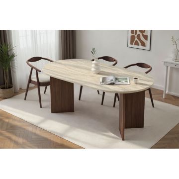 Masa, Nordure, Sablin, 180x75x90 cm, Travertin / Nuc